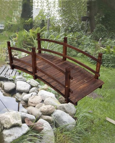 ZIMGOD Puente Jardín Puente para Estanque de Exterior para Jardín 140 150 180 cm, Puente Pequeño para Jardín, Pasarela Decorativa para Senderos, Decoración para Estanques de Jardín(140cm (4.6ft))
