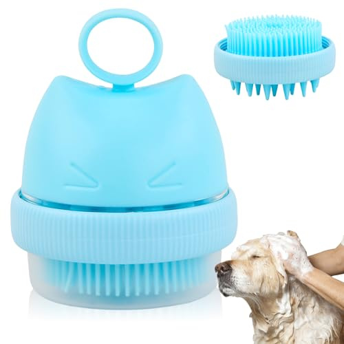Culinavog Katzenbürste, Weiche Silikon Badebürste, Soft Pet Reinigung Massage Bürste, Einfach zu reinigen, Haustier Massagebürste, Silikon Haustierbürste für Hunde und Katzen (Blau, 7× 8.5 cm)