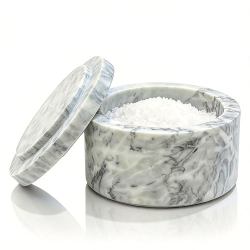 WORHE Tarro de mármol con tapa, salero, lata de café, dispensador de azúcar, dispensador de miel, adecuado para sal, pimienta, pimientos y hierbas en polvo, joyas, accesorios y decoración del hogar