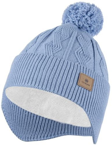Ocatoma Wintermütze,Warmem Fleece Gefüttert Strickmütze mit Ohrklappen | Weich Stretchy Mütze Außenbereich Beanie Geschenke für Männer Frauen