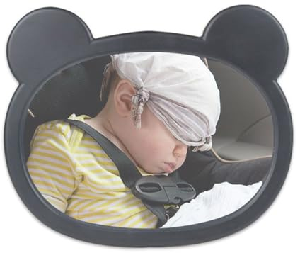 Yonuaret Rétroviseur de voiture pour bébé - Pivotant à 360 ° - Miroir d'observation incassable avec cadre de dessin animé - Pour siège arrière de poussette