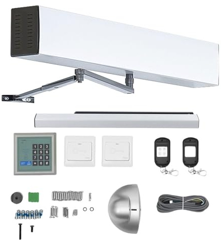 Automatisk dörröppnare, elektrisk grindöppnare med panel och fjärrkontroll, sensor for mänsklig detektering, automatisk handikappöppnare med svängdörrsöppnare och 100 kg last(Push Door)