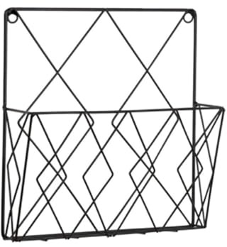 Soporte de pared para archivos, revistas y periódicos, estante para colgar libros y documentos (negro)