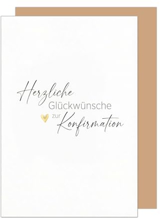 Edition Seidel Premium Glückwunschkarte zur Konfirmation mit Umschlag. Konfirmationskarte Karte Grußkarte Spruch Sprüche Mädchen Junge Jugendliche Herz gold edel (KF342 SW026)