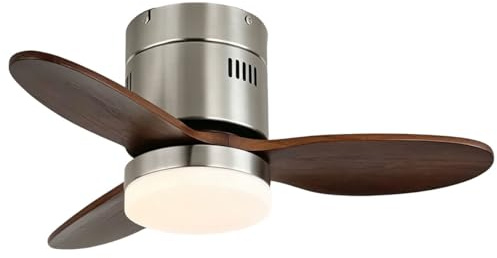 HSLJ1 Ventilatore da soffitto piccolo con luci, ventilatore da soffitto silenzioso a basso profilo con luce, ventilatore da soffitto reversibile con telecomando e dimmerabile, apparecchi di illuminazi