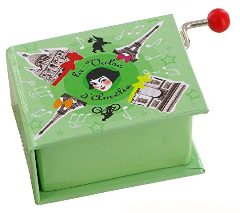 Spieluhr / Spieldose / Musikdose / Musikbox mit Handkurbel in Form eines illustrierten Pappbuchs mit 18-Ton-Spielwerk - Der Walzer von Amélie Poulain - Die fabelhafte Welt der Amélie (Yann Tiersen)