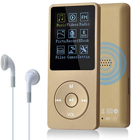 COVVY Slim Music Player 8 GB Portable Lossless Sound 70 Hours Screen MP3 Player Support up to 64 GB (Gold)