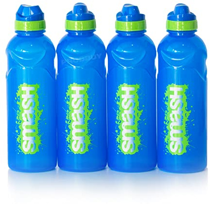 ProdBuy Set of 4 Colour BPA Free 500ml Plastic Water Drink Bottles School Kids Sport (Blue)