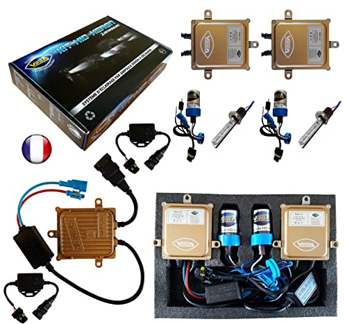 Vega® HID Xenon-Set, französische Marke, Vega®, H1, 5000 K, 55 W, Canbus, Anti-Fehler, ODB, Design Asic, Leuchtmittel mit Metallsockel