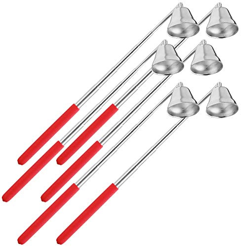 Britesta Kerzen-Glocken: 6er-Set Edelstahl-Kerzenlöscher mit Teleskop-Griff bis 62 cm (Candle-Snuffer, Flammentöter, Kerze)