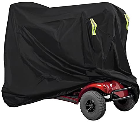 Waterproof Mobility Scooter Cover, Black Waterproof Material Protect Your Wheelchair and Scooter from Rain, Hail Dust, Snow, Sleet and Sun,indoor use