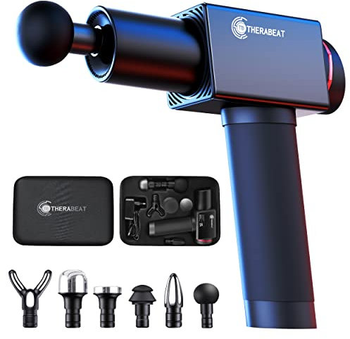 Therabeat Pistolet de Massage Electrique 220W, Masseur Electrique Musculaire pour le Corps, Appareil de Massage Dos, Tete, Hanches, Mains, Pistolet de Recuperation, Masseur dos, Massage Gun Silencieux