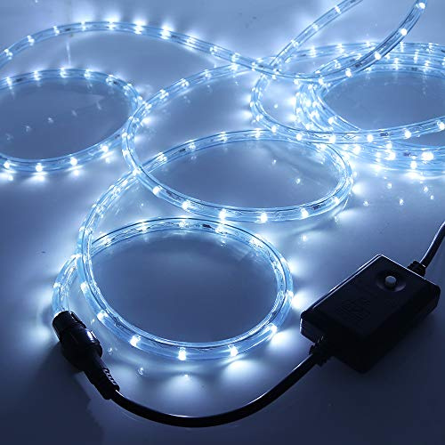 XUNATA 220V LED Lichterschlauch Licht Leiste 36LEDs/m IP65 Wasserdicht Schlauch Seil Lichter mit Controller für Innen Außen Garten Party Weihnachten Deko (Weiß, 5M)