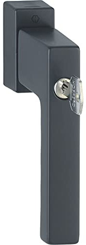 HOPPE TOULON - Manilla para Ventana con Cilindro de Bloqueo, Secu100+Secustik+VarioFit, 90°, 7x32-42 mm, Negro Mate RAL 9714, ref. 11506246