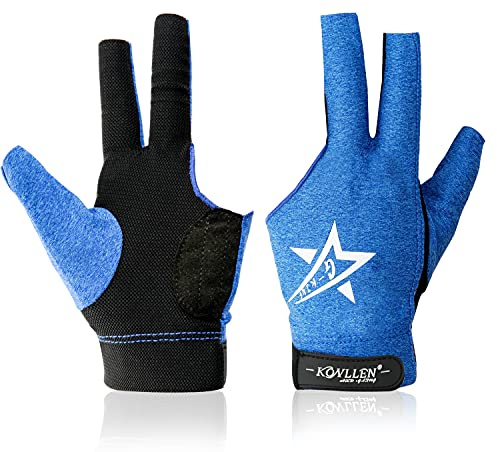 KONLLEN Billiards Gloves Left Hand/Right Hand L/XL Pool Gloves Professional Non-Slip Adjustable Breathable Billiards Match Gloves Snooker Nine-Ball 3 Cushion Carom Pool Accessories