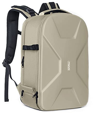 MOSISO Kameraryggsäck, DSLR/SLR/spegelfri kameraväska, vattentätt hårt skal med stativhållare och laptopfack, kompatibel med Canon/Nikon/Sony, 38–40 cm (15–16 tum), kamel