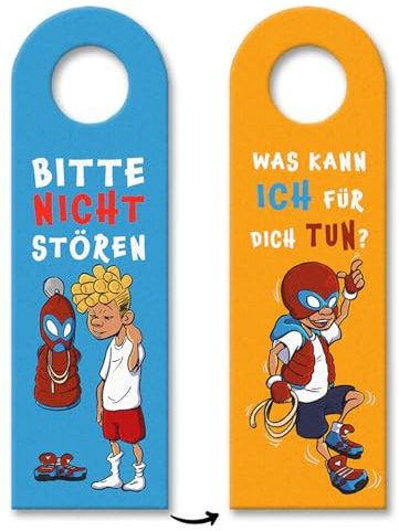 Cooler Spinnen Superheld Türhänger für kleine blonde Superjungs Bitte nicht stören oder Was kann ich für dich tun steht auf dem Türschild im Superhelden Design ein super Geschenk