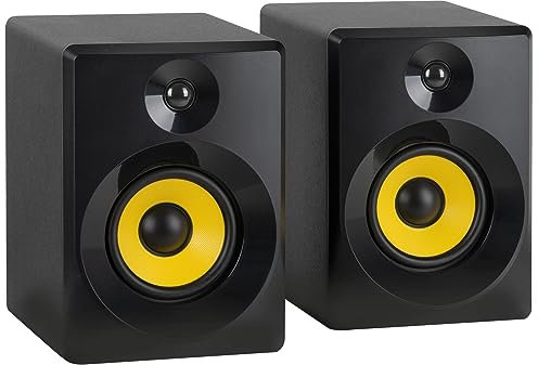 McGrey MM-440BT Multimedia Aktiv Lautsprecher Paar - Ideal für Schreibtisch, Gaming, Studio - 2.0 Regallautsprecher mit Bluetooth - Tonregler für Höhen und Tiefen - Für Smartphone, Tablet, PCs - 40W