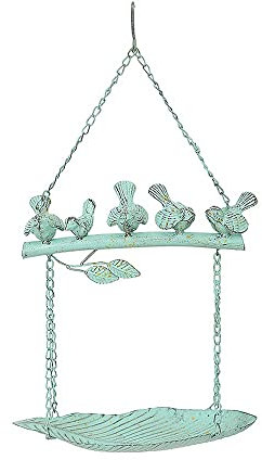 ksamwjf Gusseisen hängender Vogelhäuschen, rustikales Vogelbad-Futtertablett Ornament, Vogelhäuschen für den Außenbereich, Saatgutbehälter zum Aufhängen, für den Garten im Freien dekorativ