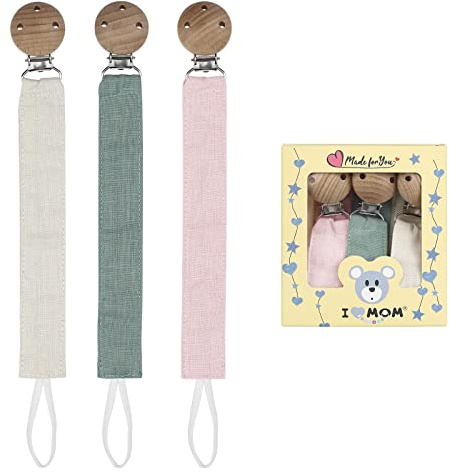 RUBY 3 cadenas de chupetes de algodón para niños y niñas (A)