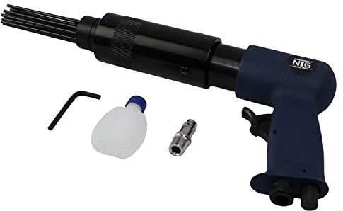 NTG Druckluft Nadelentroster – Rost- & Lackentferner mit 19 Nadeln (Ø 3mm, 180mm Länge), Schnelle Rostentfernung für Metall, Auto & Werkstatt, Druckluft Werkzeug 3000 Schläge pro Minute – Effizient