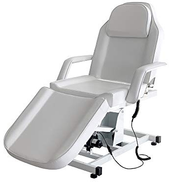 Tavolo da massaggio regolabile letto per massaggio elettrico pieghevole in pelle PU per salone professionale e casa, 82 cm x 180 cm x 63-87 cm (bianco)