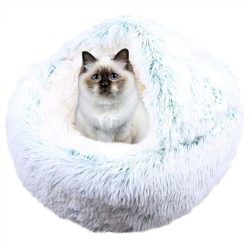Beruhigendes Katzenbett, Haustierbett, Katzenbett, Haus für Indoor-Katzen, kleine Hunde, rutschfestes Katzenbett, Katzenschlafbett, Hundekatzenkissen, Anti-Angst-Katzensofa, Katzennest, 60 cm, Grün