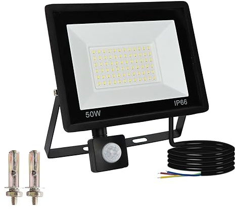50 W LED-spotlight med rörelsedetektor, LED-strålkastare med rörelsedetektor utomhus