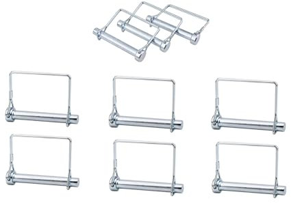 Pack of 6 One Split Pin Folding Cotter Pin 8 mm x 65 mm, Carbon Steel Shank, Safety Pin Galvanised Safety Pin Top Link Bolt for Trailer, Lawn, Garden, Farm (Square Shape)