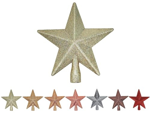 Decoración para árbol de Navidad, adorno de Navidad, estrella brillante, tamaño aprox. 18 cm, color champán