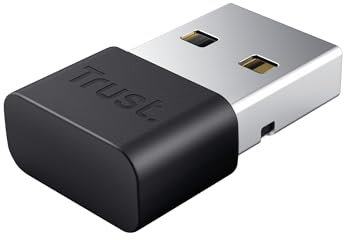 Trust Myna Adattatore Bluetooth 5.3, Velocità di Trasferimento Fino a 3 Mbps, Distanza Di Trasmissione 10 Metri, Dongle Ricevitore Bluetooth USB, Chiavetta Bluetooth per PC, Laptop, Computer - Nero