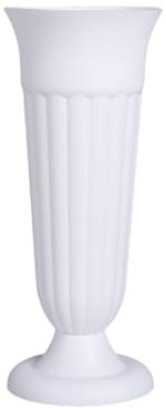 lmoikesz Elegante und leichte Friedhofsblumenvase mit Erdspieß. Grabvasen mit Erdspieß. Friedhofsvase aus Kunststoff, Weiß