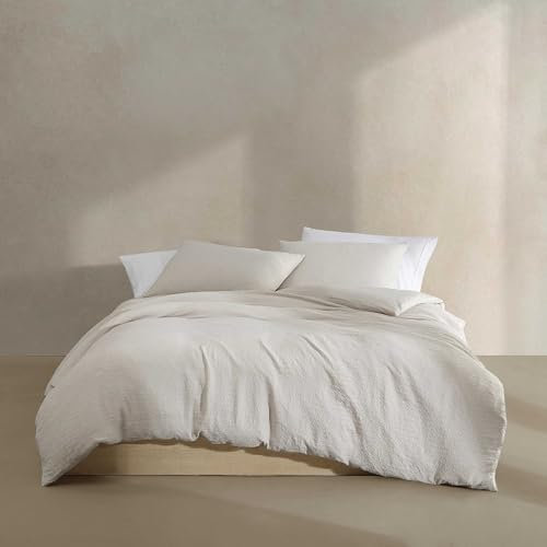 Calvin Klein - King Comforter Set, Luxuriously Soft & Breathable Bedding with Matching Shams, Casual Home Decor (Seersucker Beige, King)