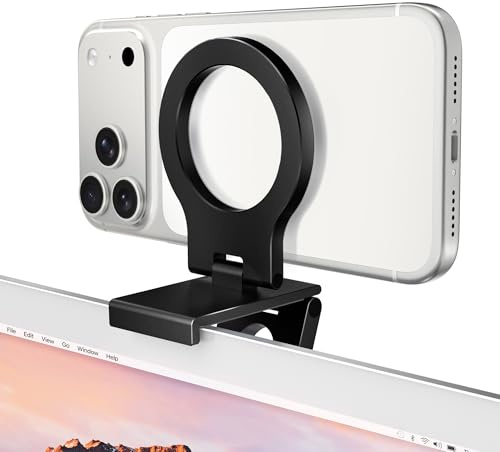 Itramax Continuity Camera Mount for iMac&Desktop Monitor,Magnetic Phone Webcam Stand,Foldable Phone Webcam Holder for MagSafe iPhone 17 Air Pro Max/17e/16/15/14/13/12/11/XR/XS,Mac,Macbook,Apple TV 4K