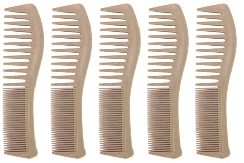 Pettine a Denti Larghi e Fini in Paglia di Grano, Set di Pettini per Acconciature Portatile per Viaggi a Casa, con Denti Rotondi