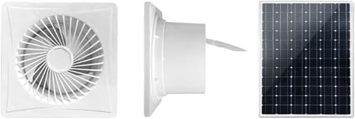 Ventilador Extractor, Extractor Solar de 12 V CC para Cocina y baño en el hogar, diseño Libre de Mosquitos, con energía Solar