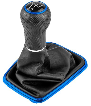 VW Schaltknauf mit Schaltsack 5-Gang 23mm für Golf 4 IV Rahmen Knauf Plug & Play-Ersatzteil 1J071113, Leder und ABS-Kunststoff - Blau