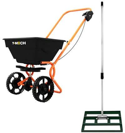 Gräsmatta och roterande spridare Gritter Gödselmedel Trädgårdsutjämningsräfsa Luta 50 cm x 32 cm Grön Avtagbart utdragbart handtag 1,15-1,9 m Enkelt grepp 25 kg Kapacitet