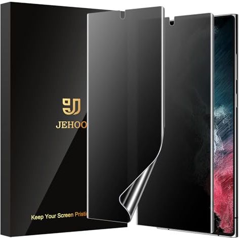 JEHOO 2 Stück für Samsung Galaxy S22 Ultra Sichtschutz Schutzfolie, Kompatibel Fingerabdruck-ID, Blasenfreiee, Anti-Kratzen Weich TPU Privacy 7