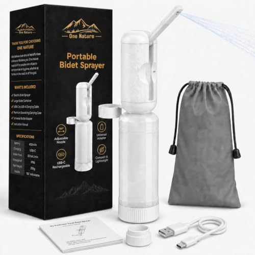 Handheld Portable Bidet - High Pressure Waterproof Travel Bidet for Women, Men with Bottle Adapter - USB-C Rechargeable Electric Hand Held Bidets Sprayer for Personal Hygiene, Baby Cleaning, Camping