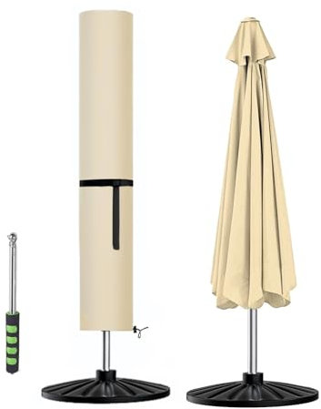 Aipwerer Sonnenschirm Schutzhülle, Abdeckhauben für 3m Wasserdicht, Ampelschirm Hülle mit Stab Winterfest, 420D Oxford Abdeckung für Ampelschirm/Gartenschirm/Balkonschirm (Beige, 230X67X67)