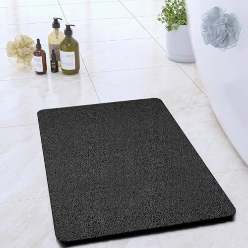 COSYLAND Duschmatte rutschfest, 40x60cm Badewannenmatte rutschfest mit Ablauf, Weiche PVC-Luffa Rutschmatte Dusche, Schnell Anti Rutsch Badematte, Schwarz
