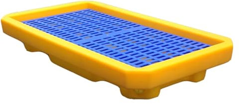 Modulare Plattform zur Auffangung von Fässern, gelbe und Schwarze Auffangwanne aus Polyethylen, auslaufsicheres Gitter für Lagerhallen und Fabriken, 20,87 x 16,93 x 4,33