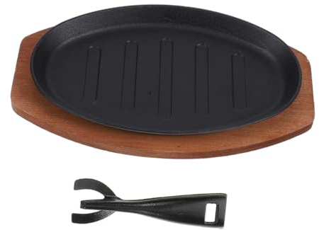 Ciieeo Plato De Carne De Hierro Para Hornear Sartén De Hierro Con Superficie Antiadherente Para Cocinar Filetes Interiores Estilo Barbacoa