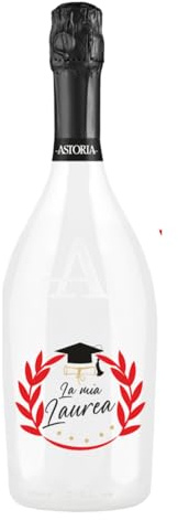 BRANDGIFT.IT Bottiglia Personalizzata Spumante Laurea Astoria Prosecco Brut 75 Ml Perlage Fine Persistente Sapore Fitto Ed Equilibrato Bottiglia Prosecco Personalizzata Per Brindisi Originali
