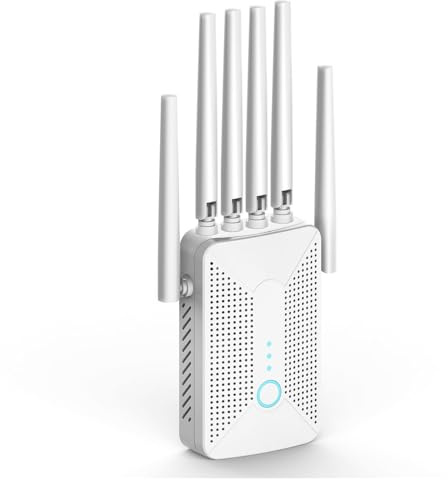 Répéteur WiFi Amplificateur WiFi un Expander Doté de 6 antennes Couverture du Signal WiFi jusqu'à 9995 Pieds Carrés,IlPeut Connecter Plus de30 Appareils Simultanément.Idéal Pour la Maison et Le Bureau