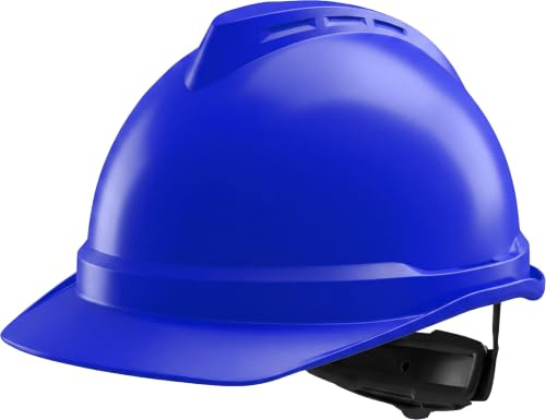MSA V-Gard 500 Bauhelm - unbelüfteter Schutzhelm für Baustelle & Elektriker - robuster Helm nach DIN EN 397 für Arbeit - Blau