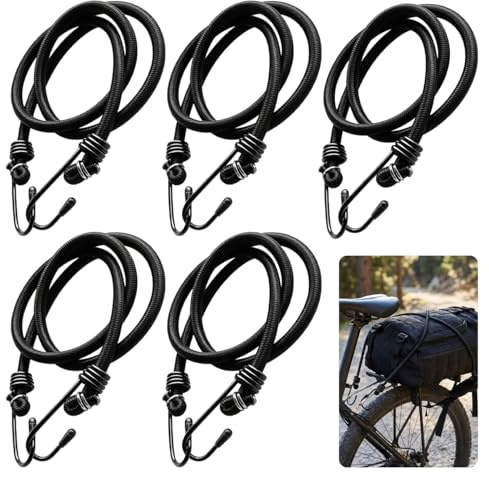 5 Pièces Tendeurs Elastique avec Crochets pour Bâches Tente Bagages Voitur | Cordons Élastiques Indéchirables de 60 cm avec Crochets, Extenseur Tenders Élastique avec Crochet Noir