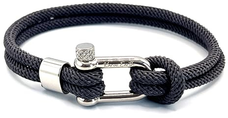 KAROO EARTH JEWELLERY Men's Nautical Rope Bracelet, Durable Nylon Marine Rope | Bracelet with stainless steel D-shackle | Mens Double Strand Sailing rope bracelet