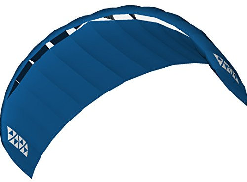 HQ4-Kites 118105 - Alpha 3.5 Blue, Vierleiner Lenkmatte Handlekite, Fläche: 3.5qm, Spannweite: 355cm, inkl. 200/120kp Dyneemaschnüre 4x20m auf Quad-Handles, 3-24 Knoten